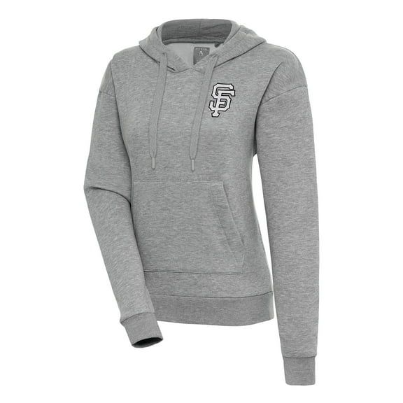 Women's Antigua  Heather Gray San Francisco Giants Brushed Metallic Victory Pullover Hoodie