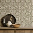 thumbnail image 2 of S4sassy Removable Art Deco Tile Waterproof Wall Wrap, Paisley Block Print Wallcover, Green Contact Paper for Backsplash, Kitchen, Self Adhesive Wallpaper Roll, DIY Home Decor- Green-25"x60" inch, 2 of 8