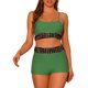 thumbnail image 1 of Conjuntos de bikini de color contrastante para mujer de 2 piezas, traje de baño de cintura alta y escote redondo, tamaño X-Small, verde militar, 1 of 5