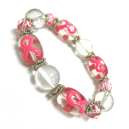 Pink Ribbon Breast Cancer Awareness Bracelet for Women, Fundraising Supplies, 4 Ribbons, 1 Pc