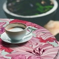 thumbnail image 3 of Ambesonne Floral Fitted Round Tablecloth, Flowers Pinkish Pattern Art, 40"- 44" Diameter, Dried Rose and Pale Ruby, 3 of 5