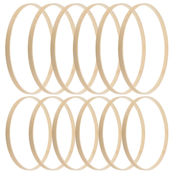 TABLZONE 12Pcs Bamboo Floral Hoops Natural Beige Wedding Wreath Craft Rings for DIY Decorations