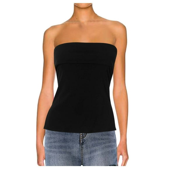 Uinagy Women's Solid Color Sleeveless Backless Slit Tube Top Top