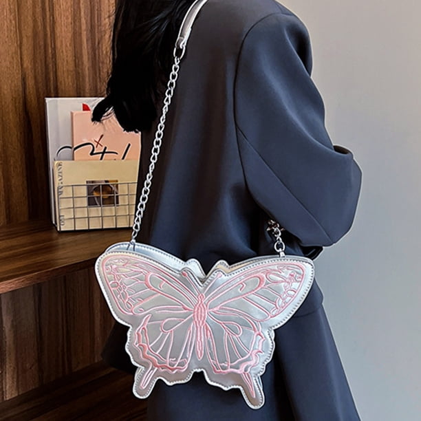Bolso bandolera mini con correa de cadena, bolso con forma original, bolso de hombro único, bolso novedoso, bolso de noche para mujer, plegable y portátil, con estructura metálica, ideal