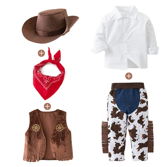 FAOWME Kids Boys Fashion Outfits May'S Baby Western Cowboy Style Kids For Evening Party,Brown,3-4 Years