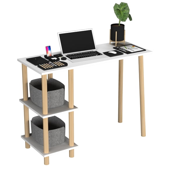 Escritorio Coco MORU Mueble para Casa u Oficina Color Roble Blanco Minimalista 75 cm Altura x 100 cm Largo x 40 cm Fondo