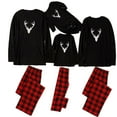 thumbnail image 5 of Seyurigaoka Christmas Parent-child Clothes Outfits, Black Long Sleeve Antler Printed Top+Red Plaid Long Pants, Men/ Women/ Kids/ Babies, 5 of 7