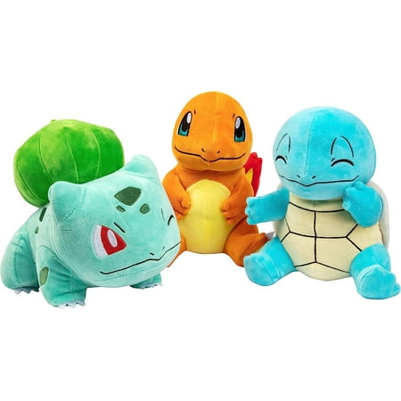 Pokemon Plush Starter 3 Pack Charmander Squirtle & Bulbasaur 8" Stuffed Animals