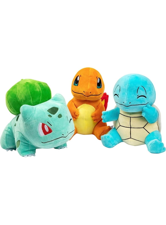 Pokemon Plush Starter 3 Pack Charmander Squirtle & Bulbasaur 8" Stuffed Animals