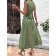 thumbnail image 2 of Mint Green Floral Print Sleeveless Tie Waist A-Line Maxi Dress For Women, 2 of 8