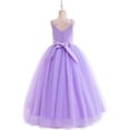 thumbnail image 3 of Drtj V-Neck Flower Girl Tulle WeddingBridesmaid Dresses Princess Dresses Children's Birthday Ball Formal Dresses Girls Prom Dresses, Sized 6T, Color Violet, 3 of 6