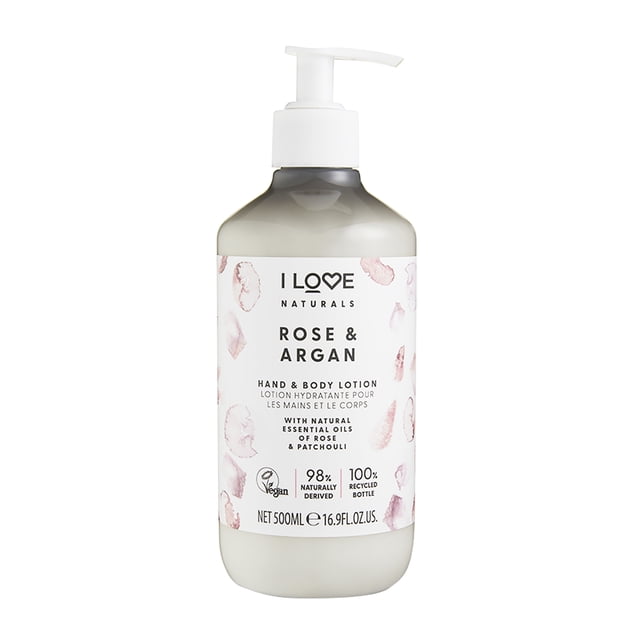 I Love Cosmetics Loción Corporal Natural, Rosa y Argan, 500 ml