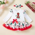 thumbnail image 4 of DHFJKG Christmas Girls Bodysuits Lace Trim Dress Long Sleeve Cute Cartoon Print Romper With Hairband 2 Piece Sets For Baby Infant 1-12M Party Holiday Festive Wear Xmas Cozy Onesies, 4 of 5