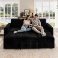 thumbnail image 5 of Marrber 78” Oversized Modern Plush Corduroy L-Shaped Modular 4-Seater Pull-Out Sectional Sleeper Sofa Bed with Hidden Storage for Living Room and Apartment, Black, 5 of 7