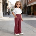 thumbnail image 2 of Ticikt Girls High Waisted Uniform Pants Kids Wide Leg Dress Pants Casual Trousers with Pockets, 2 of 4