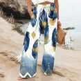 thumbnail image 6 of Wide Leg Cotton Pants for Women with Pockets Fashion Floral Graphic Print Drawstring Palazzo Lounge Beach Sweatpants (3XL, Multicolor 01), 6 of 6