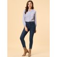thumbnail image 3 of Allegra K Camisa vintage abotonada para mujer Blusa a cuadros con cuello dividido Tops Lavanda XL, 3 of 6