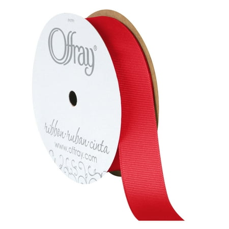Offray Ribbon, Red 7/8 inch Grosgrain Polyester Ribbon, 18 feet