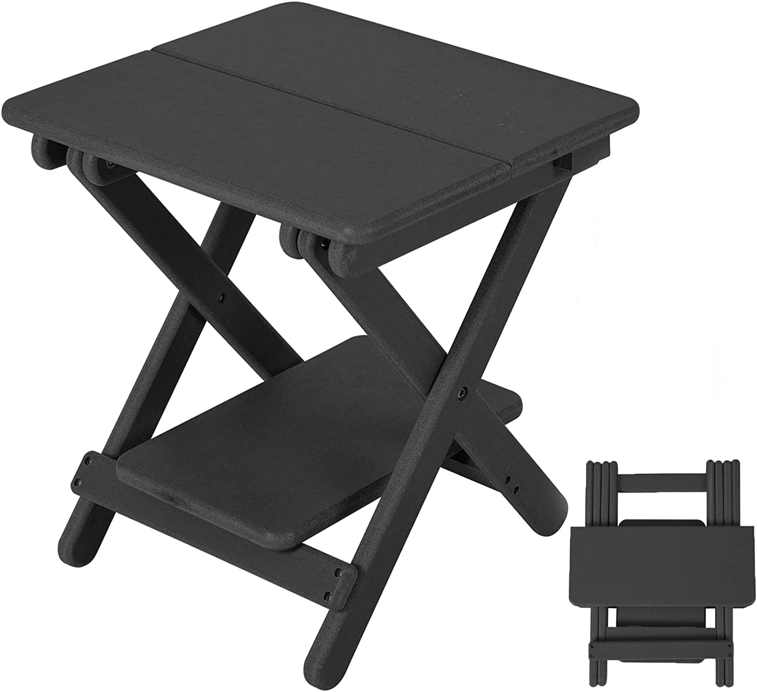 NALONE Adirondack Folding Table 15.7" Outdoor Side Table HDPE Plastic Double End Table Portable