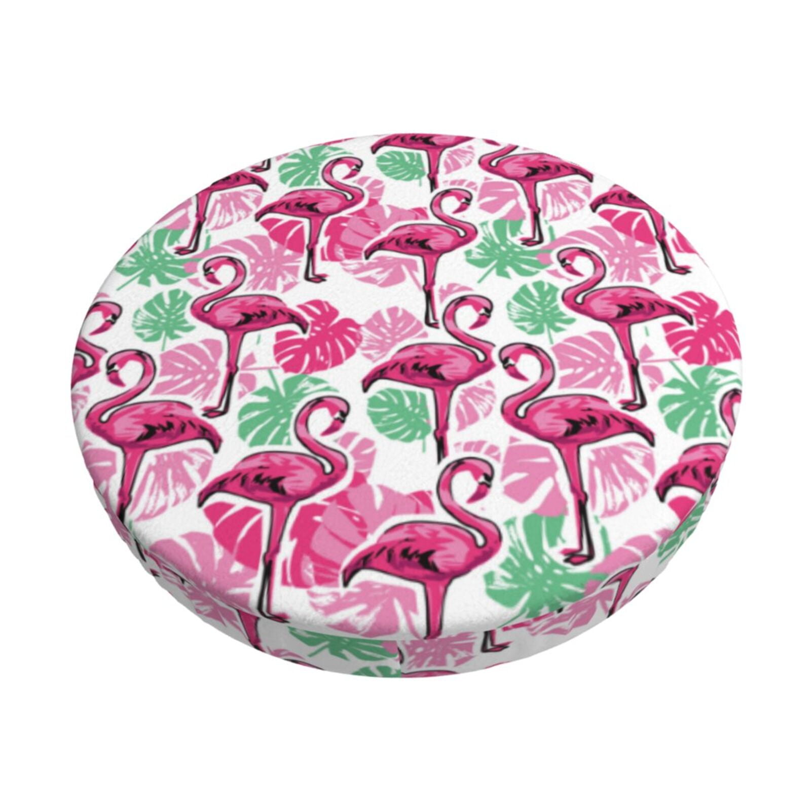 Easygdp Flamingo Print Easy To Install Bar Stool Covers&Stool Covers Round&Elastic Stool Cover, Barstool Covers,Washable&Bottom With Elastic Edge-14 inch