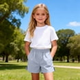 thumbnail image 6 of CYRBOKO Toddler Girlss Shorts, Casual Running 2026 Elastic Waist Kids Summer SHORTS Light Blue Size 3-4 T, 6 of 9