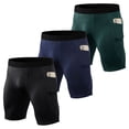 thumbnail image 1 of Pack de 3 pares de pantalones cortos deportivos para hombre con bolsillos laterales de secado rápido, 1 of 7