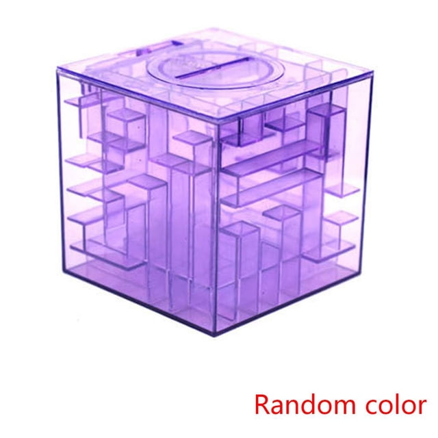 Color aleatorio transparente cristal laberinto banco niño caja de dinero ahorro de efectivo contenedor de monedas niños juguete regalos Scienceny WJU1512-00