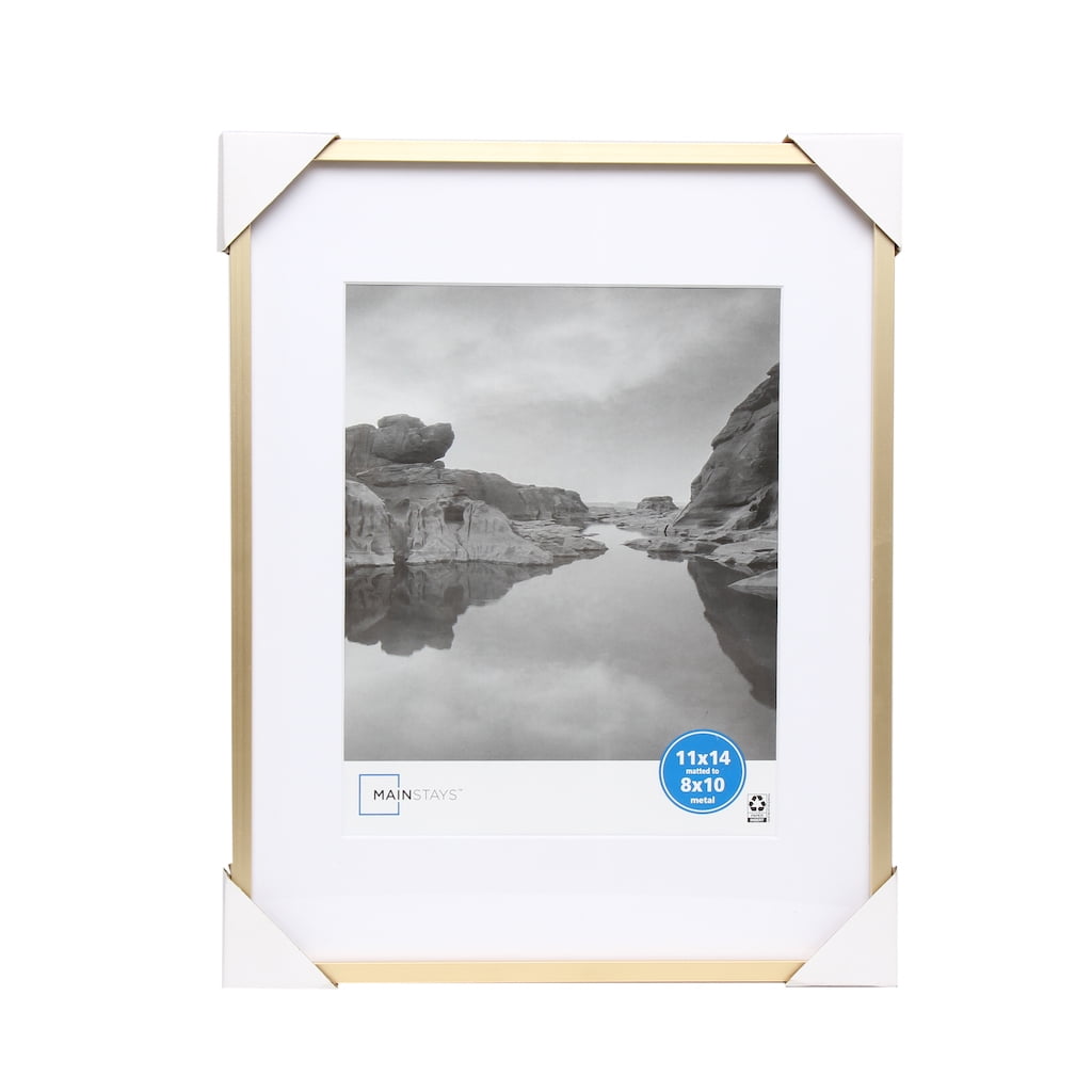 Mat Board Center, 8x10 Aluminum Picture Frame - Displays 5x7 with Mat and  8x10 Without Mat - Horizontal and Vertical for Tabletop Wall Mounting Metal