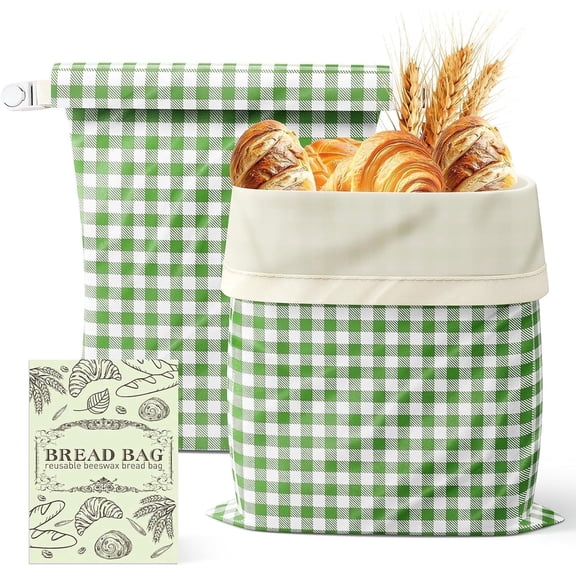 2 Pack Beeswax Bread Bag for Homemade Sourdough, Reusable Bread Storage Bags, Large 17 × 13 inch
