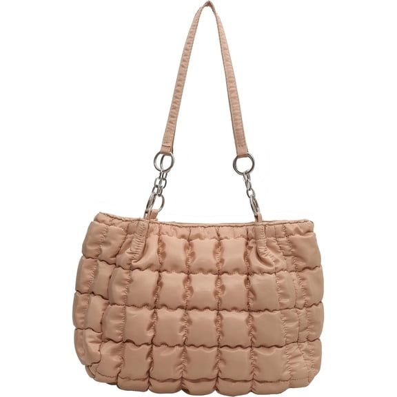 Kukuzhu Quilted Tote Bag for Women, Soft Puffer Tote Bag Lightweight Designer Pleated Shoulder Bag Purse Handbags