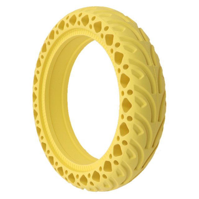Neumático de repuesto amarillo antipinchazos para patinetes eléctricos, de caucho macizo con forma de panal