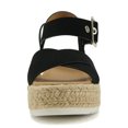 thumbnail image 3 of SODA WOMEN WEDGE SANDALS OPEN TOE ANKLE STRAP FLATFORM ESPADRILLES TRIM PLATFORM FORTUNA-S Black 9, 3 of 5