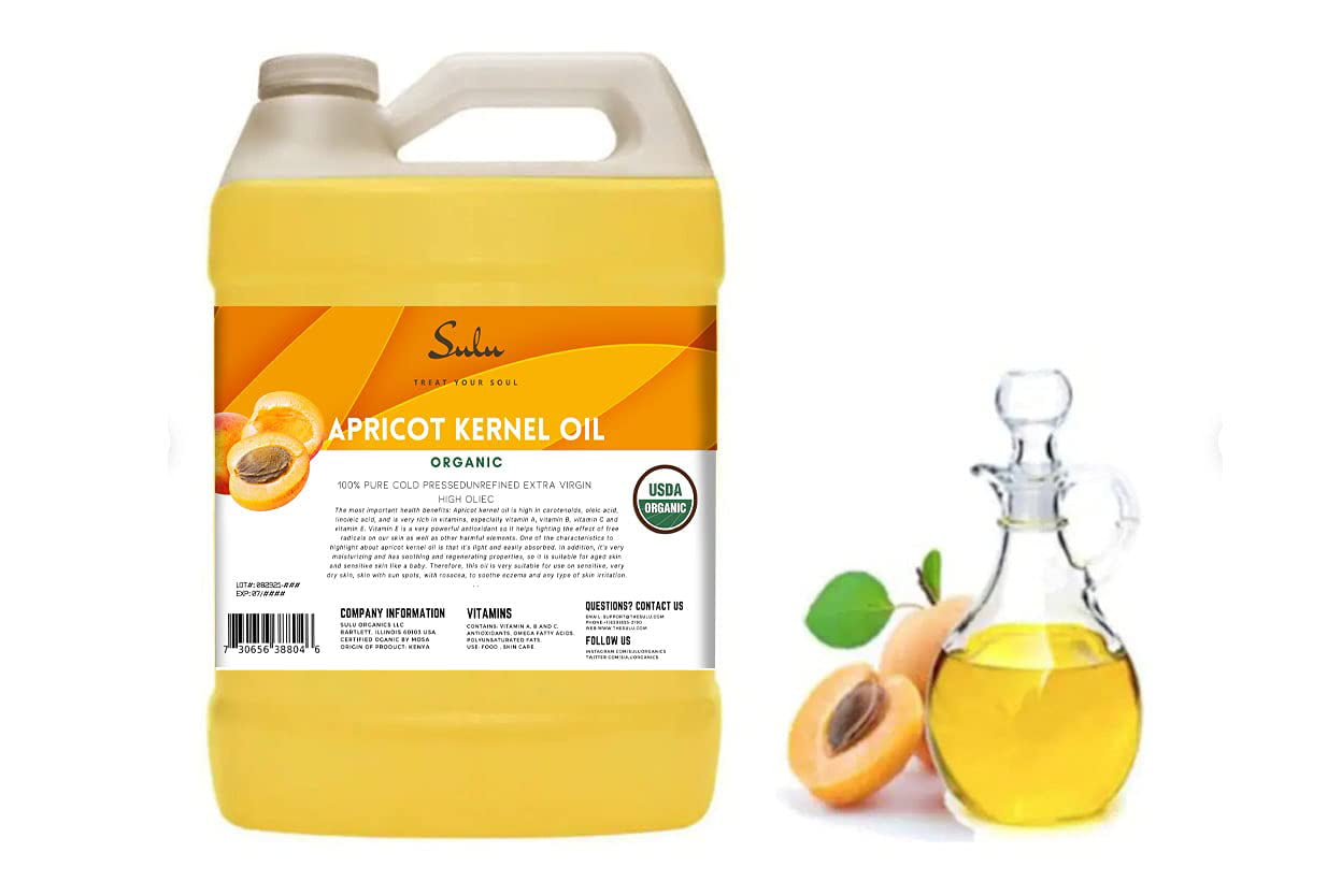  US Organic Apricot Kernel Oil, USDA Certified Organic,100%  Pure & Natural, Cold Pressed Virgin, Unrefined in Amber Glass Bottle  w/Glass Eyedropper for Easy Application (4 oz (Large)) : Beauty 