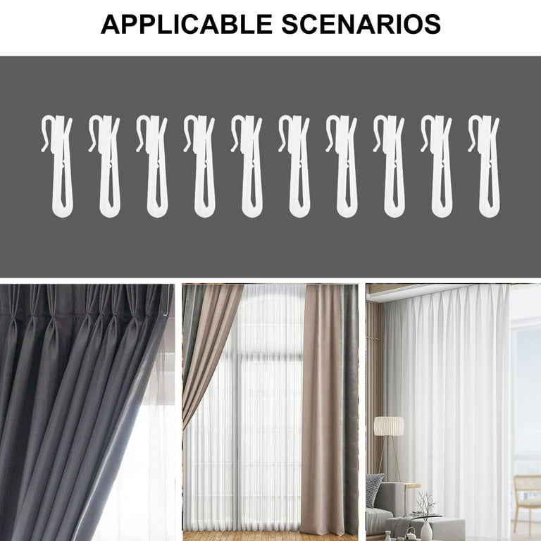 100Pcs Adjustable Plastic Curtain Hooks Curtain Drapery Pin Hook Curtain  Plastic Adjusting Hook