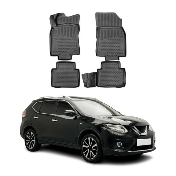 OMAC Floor Mats Liner for Nissan Rogue 2014-2020 Rubber TPE Black 4Pcs