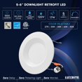 thumbnail image 2 of Luxrite 5/6" Retrofit LED Recessed Light, 17W=90W, 1500 Lumens, 5CCT, Dimmable, Wet Rated, ETL 6 Pack, 2 of 7