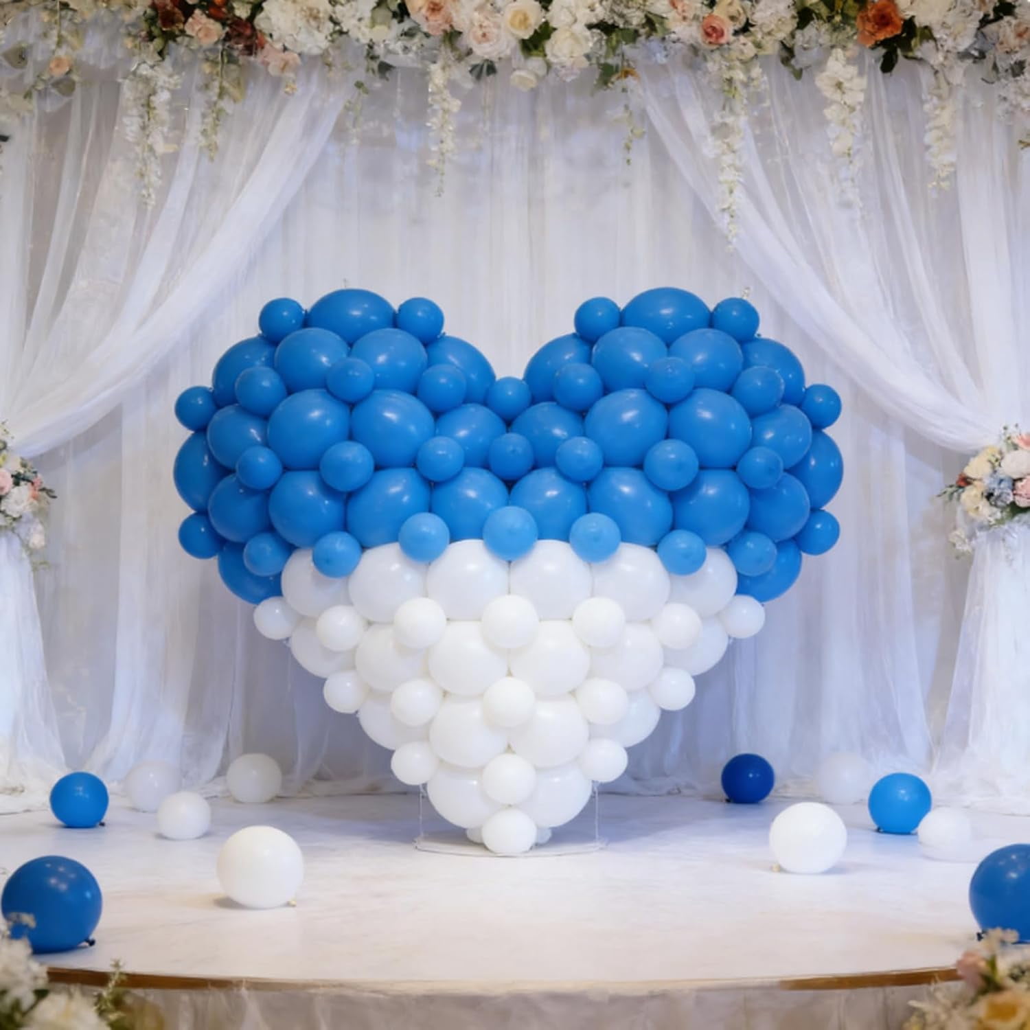 Reusable Inflatable Balloon Garland, 3/7 Cluster Reusable Inflatable Balloon Garland Arch Kit,Durable Pvc One-Piece Thickened Decorative Ball,Hanging Hole Design,For Birthdays,Weddings (Blue,B)