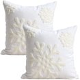 thumbnail image 1 of Dinheiro Fundas de almohada cuadradas suaves con diseño de copo de nieve, decorativas para el hogar, de algodón, con bordado, de 18 x 18, fundas de cojín para sofá cama, silla (1 par), 1 of 5