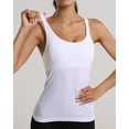 thumbnail image 4 of Attraco Women Solid Ribbed Workout Tank Tops Builting in Bra Tight Racerback Scoop Neck Sports Top, 4 of 7