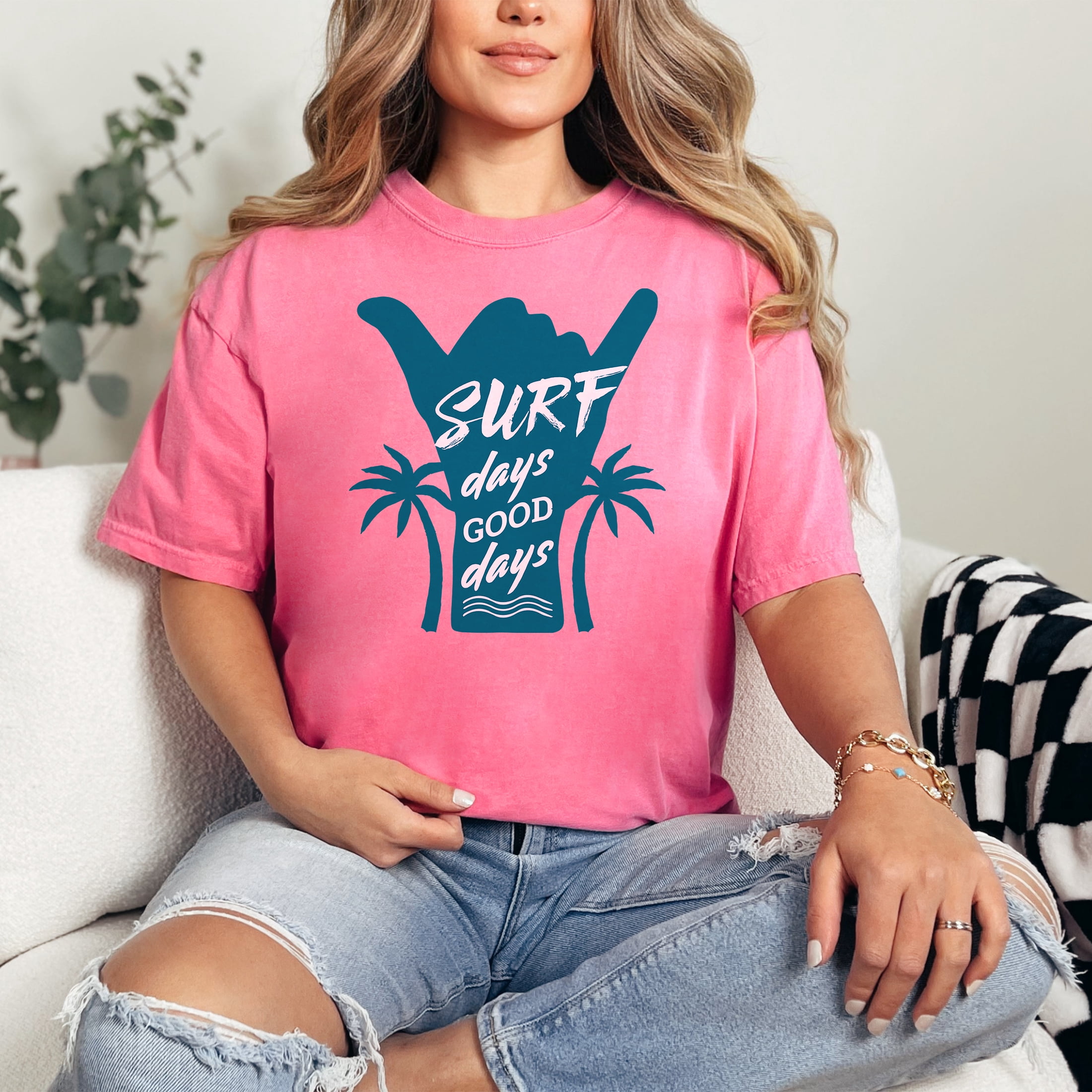 Surf Days Good Days, Surfer, Casual, Crunchberry Comfort Colors T-Shirt, 3XL
