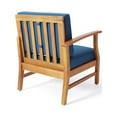 thumbnail image 6 of Peacock Outdoor 8 Seater Finished Acacia Wood Double Sofa and Club Chair Set with Cushions, Teak, Blue, 6 of 9
