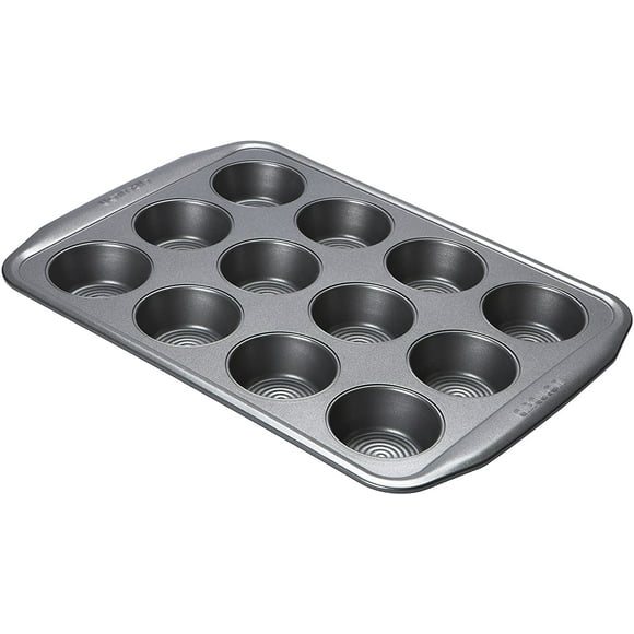 Bakeware Carbon Steel 12 Cup Non-Stick Muffin Tin - Grey