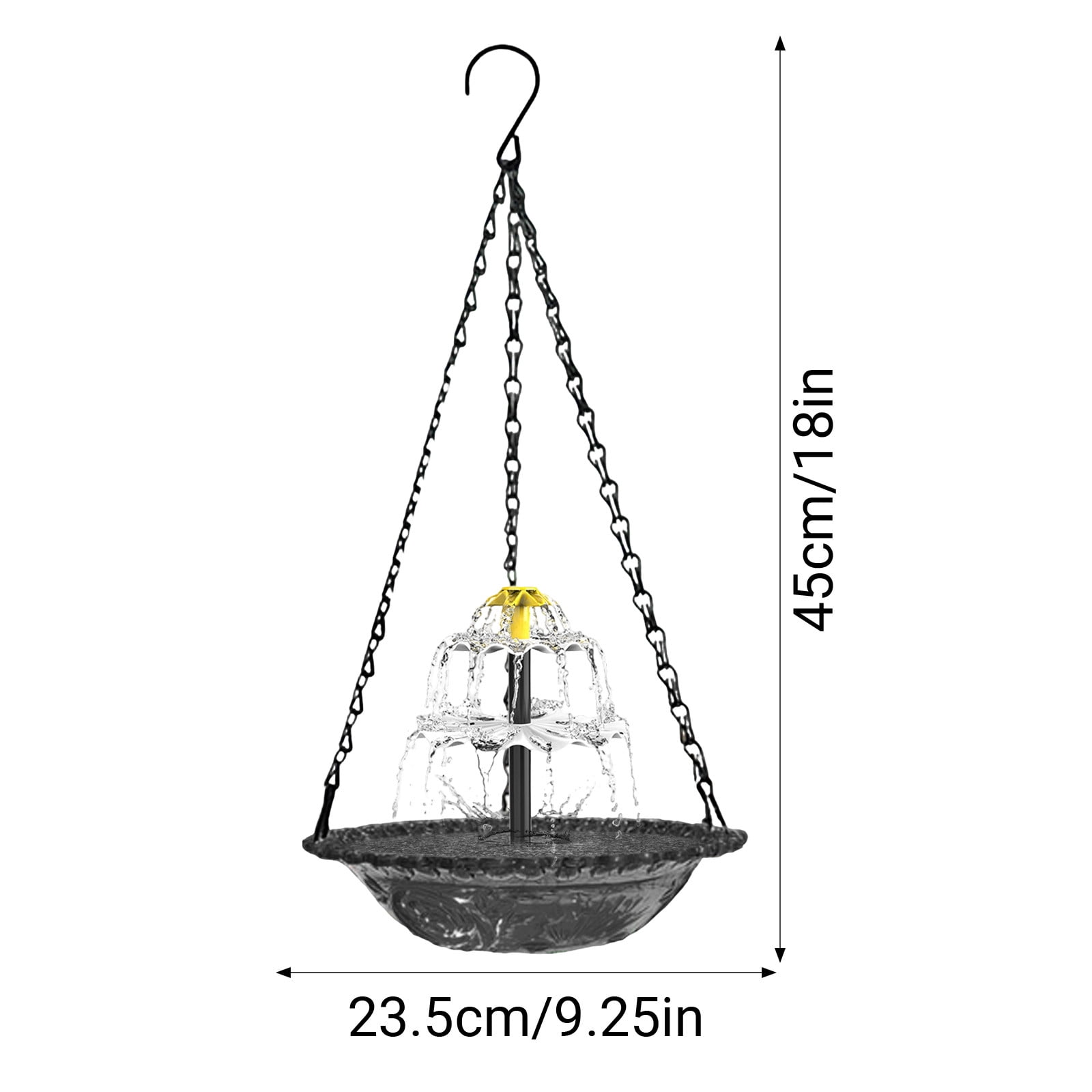 FYHALE Solar Bird Feeder Bird Bath with Fountain Pump, Outdoor Hanging Floating Bird Bath Feeder with Solar Fountain, Garden Bird Water Feeder Decoration for Patio Yard Lawn, Gray
