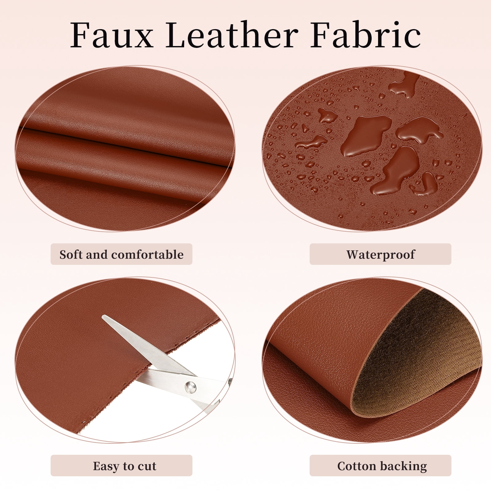 Uxcell Marine Vinyl Fabric, 54 Inch 1 Yard Upholstery Faux Leather Soft Waterproof Sheets Fabric for Crafts DIY Sewings Sofa Wallets Handbag Car, Reddish Brown