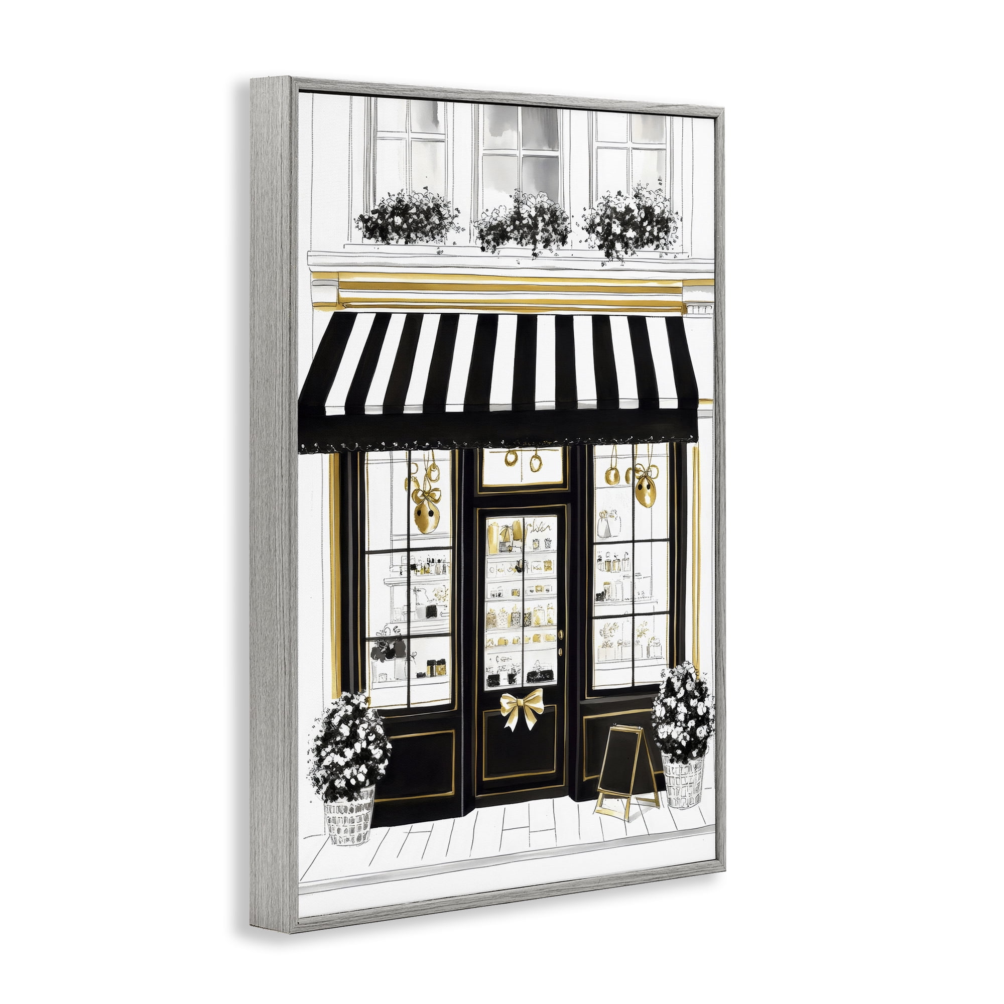 Stupell Industries Paris Storefront Window Display Gray Framed Giclee Art, design by Petal Prints Design