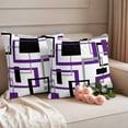 thumbnail image 2 of Purple Black Geometric Outdoor Waterproof Pillow Covers, Minimalist Stripes Abstract Art Decorative Square Throw Pillowcase Sofa Cushion Sham for Patio/Couch/Chair, 24"x24" 2 Pack, 2 of 8