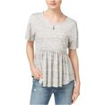 thumbnail image 1 of maison Jules Womens Basic Peplum Blouse, Grey, X-Large, 1 of 2