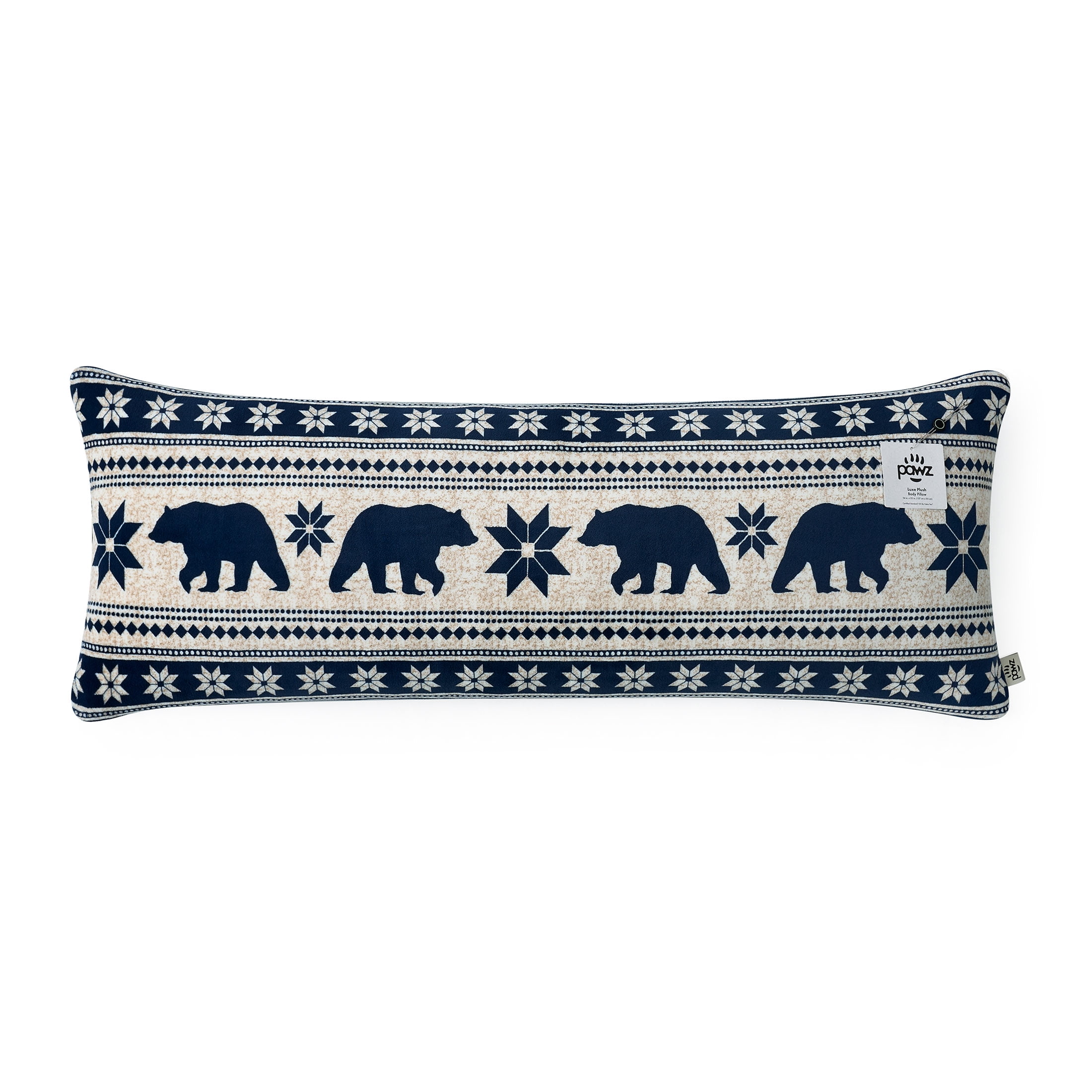 Pawz Navy Blue Bears Soft Fleece 20"x54" Body Pillow, for Adults and Teens