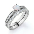 thumbnail image 4 of JeenMata 1.5 ct Round Genuine Rainbow Opal Tapered Modern Bridal Set in 18k White Gold over Silver, 4 of 7