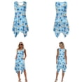 thumbnail image 3 of Xixirimido Blue Palm Tree Sunset Print Matching Couple Outfits His and Hers Set Men's Button Down Shirt & Women's Sleeveless Midi Dress Summer Casual Beach Vacation Clothes, L, 3 of 7